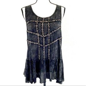 POL Black Faded Ruffle Tank Top Size Small